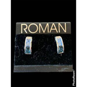 🌸3/$15🌸Roman Silver Cuff Earrings with Topaz Color Gemstones